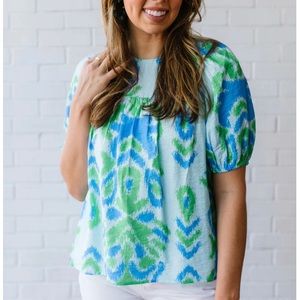 Michelle McDowell Summer Sunday Blue Top, sz M